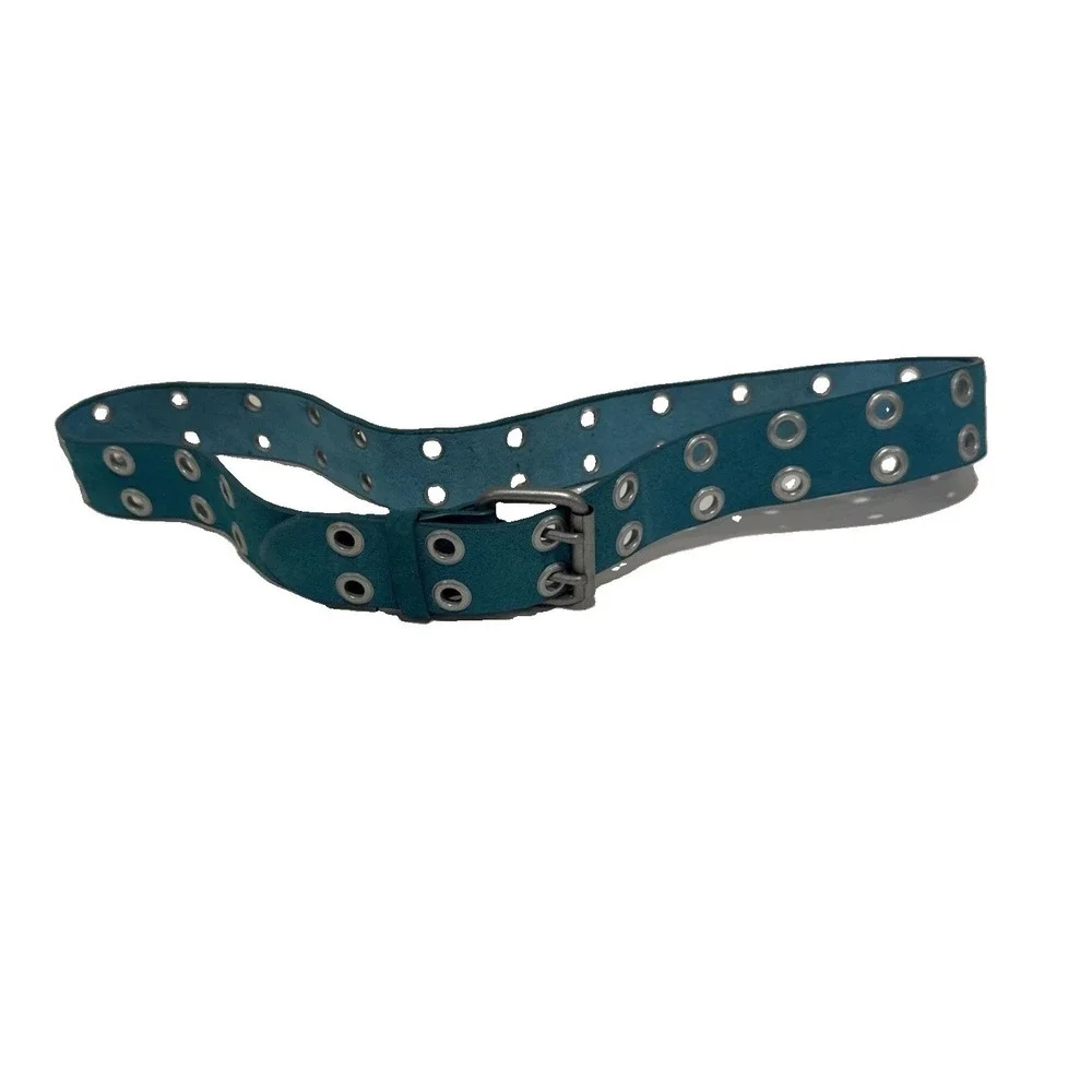 Teal Green Suede 2 Hole Grommet Woman's Y2K ML Genuine Leather Belt Grunge NWOT